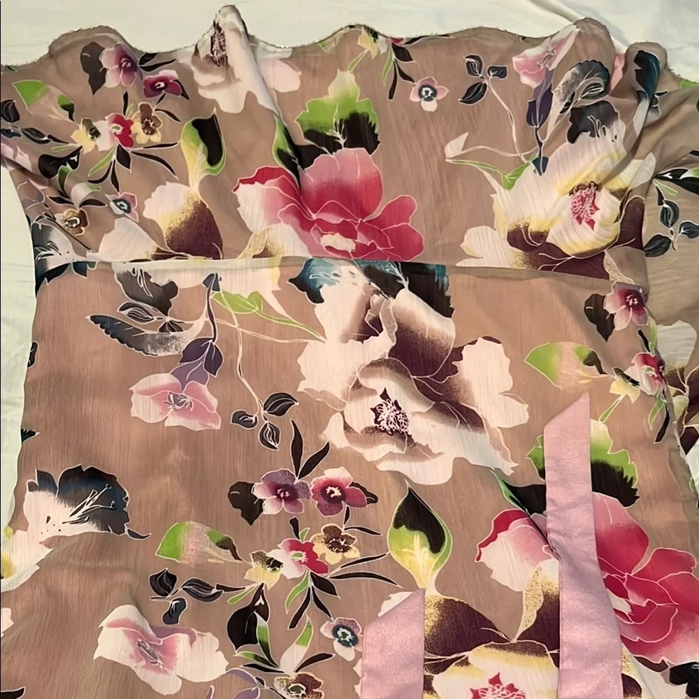 Badgley Mischka NEW Reversible Floral/Pink Asymmetrical Wrap Skirt RARE … - Picture 8 of 16